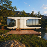 Capsule spatiale de luxe préfabriquée sur mesure, maison en aluminium isolée, hôtel, resort, glamping, mini-maison