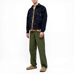 Chemise décontractée pour homme bleu marine à manches longues, couleur unie, col carré, en popeline de coton respirante, anti-plis perlée - Product Image 1