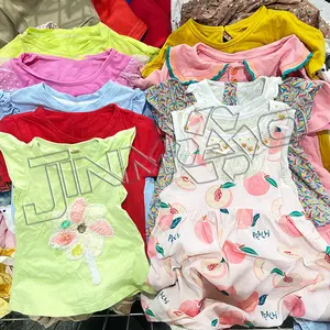 boutique high quality bulk wholesale summer cotton short used dresses for girls of 6-14 years hot sale in thailand mixed style