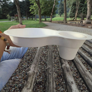 12 Zoll umwelt freundliche Einweg-Zuckerrohr papier Kunststoffs chale Hochleistungs-runde Clamshell-Platte mit dickem Cup-Rack für Partys - Product Image 5