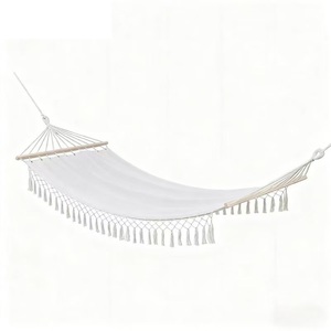 <span class=keywords><strong>Hamaca</strong></span> Individual para Acampar al Aire Libre con Borlas <span class=keywords><strong>de</strong></span> <span class=keywords><strong>Lona</strong></span> <span class=keywords><strong>y</strong></span> Poste <span class=keywords><strong>de</strong></span> <span class=keywords><strong>Madera</strong></span> Ligero para Patio, Balcón o Terraza - Característica Duradera - Product Image 1