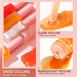 ลิปกลอสสีทองแวววาวแวววาวแวววาวสีชมพูอ่อนหวานมีรสชาติแบบวีแกนพิมพ์โลโก้ - Product Image 3