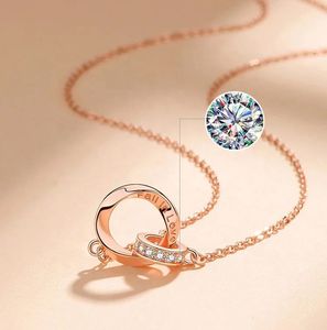 Collar con Colgante de Círculos Dobles Infinitos Mobius, con Letras Personalizadas Xinfly, Oro Rosa Puro de 18K, Diamante Natural de 0.025ct, para Mujer - Product Image 4