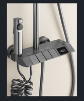 Ensemble de douche noir gris anthracite 4 fonctions avec pommeau de douche pluie et système de contrôle de la température pour salle de bain