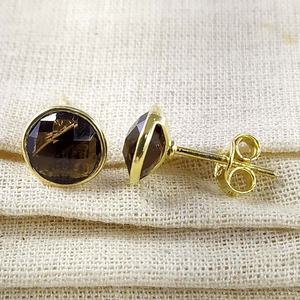 Pendientes de Plata de Ley 925 con Corte Princesa, Piedras Preciosas Personalizadas y Baño de Oro para Fiestas y Regalos - Product Image 4