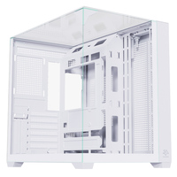 SNOWMAN Mid-Tower ATX PC Case Verre trempé Connexion inversée Carte mère Compatible Pas de ventilateurs inclus Blanc