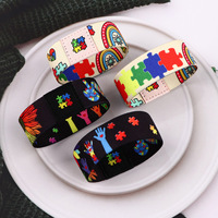 Sensibilisation à l'autisme Jigsaw Puzzle Wrap Bracelet Bracelet élastique coloré pour femmes et hommes Accessoires pour femmes et hommes