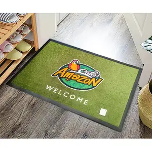 Custom 3D Funny Printed Logo Commercial Rubber Door Mat Washable Classic Rectangle Floor Doormat