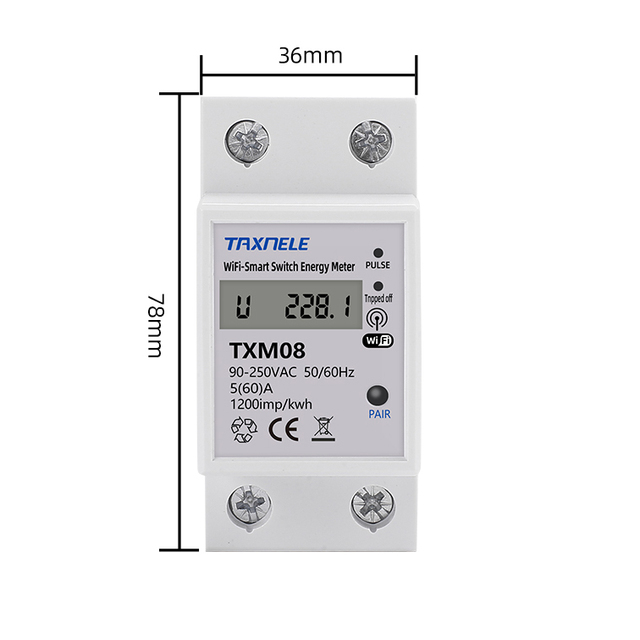 Tuya 60A Din Rail WIFI Smart Energy Meter Timer Power Monitor kWh Meter Wattmeter 110V 220V Smart Life Alexa Google Home Alice