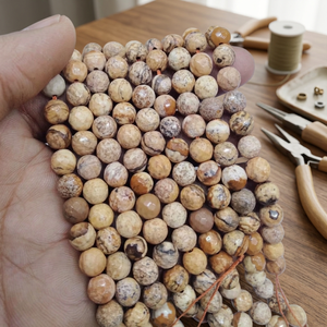 Cuentas Redondas de Jaspe Natural al por Mayor, Cuentas Sueltas para Hacer Joyas, Ágata Mirani de Rajasthan - Product Image 3