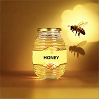 Pot en verre en gros pour miel, pot à miel en forme de nid d'abeille pour le stockage alimentaire, 100g, 250g, 380g, 730g avec couvercle
