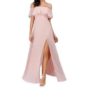 Women Wear Backless Pink Fashion Bridesmaid Evening Dress