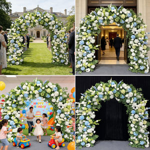 Arco Floral de Seda Realista en Azul y Blanco, Elegante Fondo Decorativo para Bodas con Diseño Duradero - Product Image 2