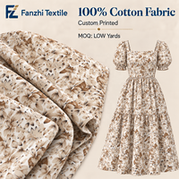 Tissu en coton floral botanique sépia imprimé numériquement sur mesure Artisan Edit, aérien, 80S, 52 g/m², pour robes et chemisiers