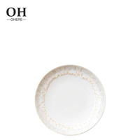 Bord de texture de pierre artistique 4 pièces ensembles d'assiettes en céramique chargeur de mariage de couleur blanche simple assiette de service micro-ondes utilisation sûre