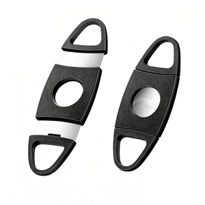 Coupe-cigares en acier inoxydable noir réutilisable, double lame, portable, pour la vente en gros aux fabricants – Outil idéal pour papa - Product Image 1