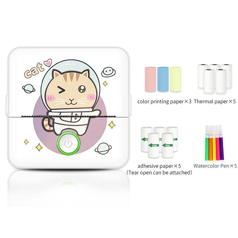 Imprimante X6 + 5 autocollants + 5 papiers + 3 papiers couleur + 5 stylos de couleur