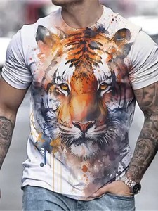 T-Shirt da Uomo in Maglia con Stampa 3D di Leone, Manica Corta, Traspirante, Ecologica, Moda Outdoor, Spedizione Gratuita - Product Image 2