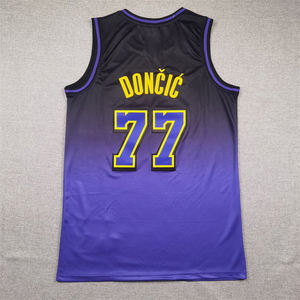 2024 नई शैलियों और गर्म बिक्री लोकप्रिय बास्केटबॉल पुरुषों की कढ़ाई वाली बैंगनी जर्सी #77 लुका डोनिक लॉस एंजिल्स - Product Image 2