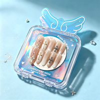Ongles à presser de luxe en ABS, motif croix gothique, forme elliptique moyenne, décorations 3D artisanales, réutilisables, lot de 10 pièces, vente en gros