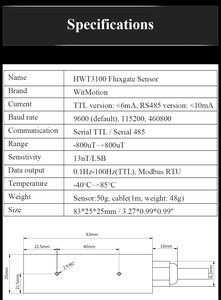 Witmotion Hwt3100 Công Nghiệp Cấp 3 Trục Điện Tử La Bàn Pni Từ Kế Tiêu Đề Góc <span class=keywords><strong>Fluxgate</strong></span> Rm3100 Cảm Biến Kỹ Thuật Số - Product Image 5