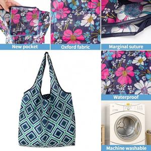 Bolsa de Compras Plegable Reutilizable de Fábrica, Impermeable, Portátil, con Cordón, Promocional, de Poliéster, para Almacenamiento - Product Image 4