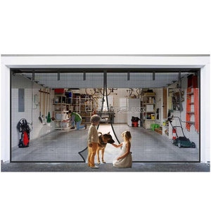 Rideau de porte de <span class=keywords><strong>garage</strong></span> moderne en fibre de verre magnétique noir, maille, 16,3 x 7,15 pieds, 2 voitures, ignifuge et lavable - Product Image 1
