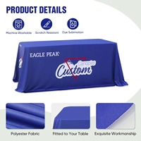 Housse de table ajustée lavable en polyester robuste avec logo personnalisé imprimé pour événements extérieurs, salons professionnels, fêtes et stands de vente