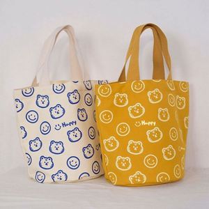 Sac à déjeuner portable en toile de coton à motif de dessin animé, sac fourre-tout réutilisable pour femmes - Product Image 6