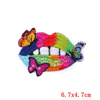 Écusson brodé lèvres colorées sexy pour femme, nouvel arrivage, vente en gros, insigne de bouche personnalisé, fer à repasser à coudre sur patch de broderie pour les lèvres