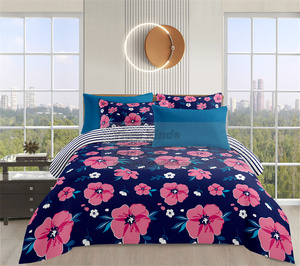 Juego <span class=keywords><strong>de</strong></span> <span class=keywords><strong>sábanas</strong></span> <span class=keywords><strong>de</strong></span> 6 piezas con estampado floral <span class=keywords><strong>de</strong></span> bambú barato, tamaño King Queen con sábana bajera plana, funda <span class=keywords><strong>de</strong></span> almohada, juego <span class=keywords><strong>de</strong></span> cama para uso en Hotel - Product Image 6
