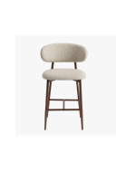 Tabouret de bar moderne rembourré avec structure en bois, chaise de comptoir en tissu crème pour îlot de cuisine et bar à domicile
