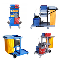 Chariot de Nettoyage en Plastique pour Hôpitaux et Hôtels, Chariot de Concierge Pliable pour Entretien et Service de Femme de Chambre, Carrello Pulizie