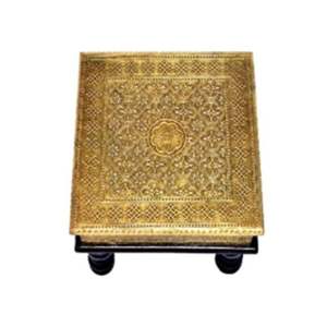 Chowki en laiton en bois fabriqué à la main en bambou et produit artisanal en bois - Product Image 1