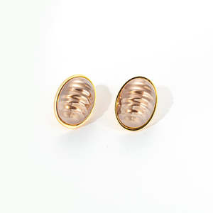 Pendientes de Moda con Cristales, Acero Inoxidable 316L, Baño de Oro PVD, Resistentes y Sostenibles, Forma Ovalada - Product Image 1