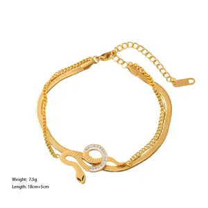 Pulsera de acero inoxidable de alta calidad, pulseras de joyería de acero inoxidable con forma de serpiente de acero inoxidable 316L, regalo para mujer