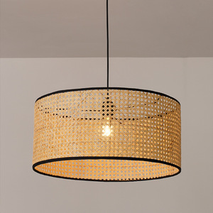 Japanese Rattan Pendant <b>Light</b> Round E27 Led Bulb Nordic Style Bedroom <b>Dining</b> Room Balcony Lighting Fixture - Product Image 4