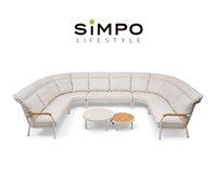 SIMPOLIFESTYLE Mobilier d'extérieur haut de gamme COCO Lounger Villa Living Room Aluminium Teak Tissu Grand ensemble de canapés d'angle Minimaliste
