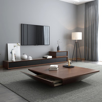 Juego de Muebles de Sala de Estar con Mesa de Centro y Soporte de TV Moderno de Lujo, Mesa de Centro Cuadrada de Estilo Italiano Minimalista