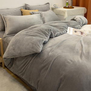 Winter Four-piece <strong>Fleece</strong>-lined <strong>Single</strong> Coral <strong>Fleece</strong> Style Gray Plush Double-sided <strong>Fleece</strong> <strong>Duvet</strong> <strong>Cover</strong> - Product Image 1