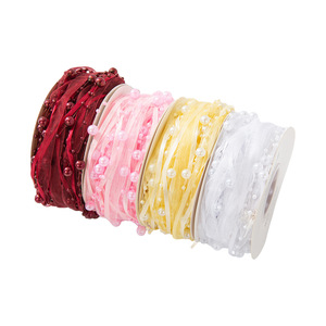 Ruban de 1 cm, style bohème, 20 yards, chaîne de perles, ruban en gaze de neige, perlé, pour mariage, cadeau artisanal, bouquet de fleurs, boîte cadeau de fruits - Product Image 5