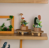 Tabouret de plante en bois Pot rond Piédestal de fleur Support de colonne montante pour affichage extérieur intérieur