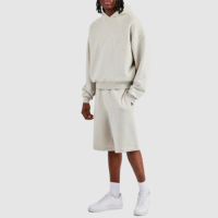 Ensemble survêtement homme personnalisé avec logo, sweat à capuche et short, en coton oversize, pour adolescents, style streetwear