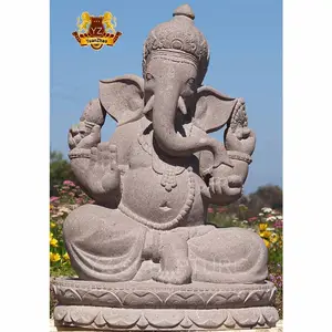 Grosir Seni Modern Patung India Patung Batu Ganesh Taman Granit Batu Marmer Patung Ganesha untuk Dijual