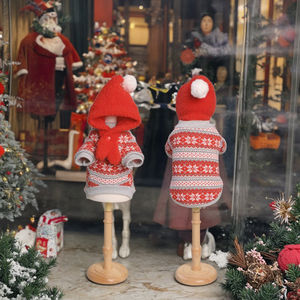 الكروشيه الحيوانات الأليفة ملابس عيد الميلاد الخريف والشتاء جديد لطيف الكلب الدافئ مخطط القطن ملابس القط البلوز محبوك سترة - Product Image 6