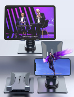 Soporte Universal Metálico para Teléfono y Tablet, Base Giratoria de 360°, Altura y Ángulo Ajustables, Plegable, para Escritorio