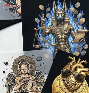 Film de transfert thermique Plastisol Silicone Premium à expédition rapide, tendance, pour vêtements foncés, motifs Anubis Égyptien Flamme Bleue - Product Image 1