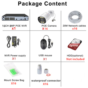 Jianvision 16-kênh IP Bullet CCTV hệ thống đầy màu sắc giám sát mạng camera với 16CH POE NVR và Cat6 Cáp - Product Image 5