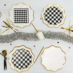 ชุดอุปกรณ์จัดงานวันเกิดธีมรถแข่ง DAMAI สีดำขาว ของใช้สำหรับงานเลี้ยงแบบใช้แล้วทิ้ง คุณภาพพรีเมียม แก้วกระดาษ ผ้าเช็ดปาก จาน - Product Image 5