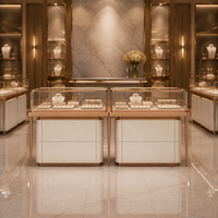 Comptoir de présentation de bijoux personnalisé avec éclairage LED, vitrine de luxe en verre pour magasin de bijoux, mobilier de magasin de détail